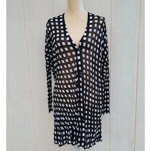 Rag & Bone sheer black and white botton down  cardigan  top sz sm